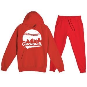 Cincinnati Baseball City Skyline Premium Hooded Sweatsuit Set