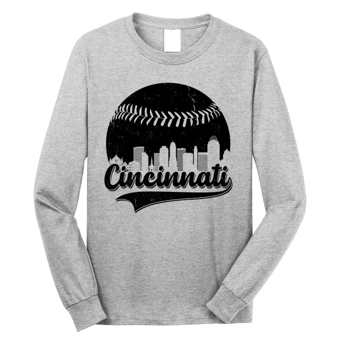 Cincinnati Baseball City Skyline Long Sleeve Shirt