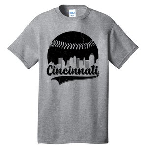 Cincinnati Baseball City Skyline Tall T-Shirt