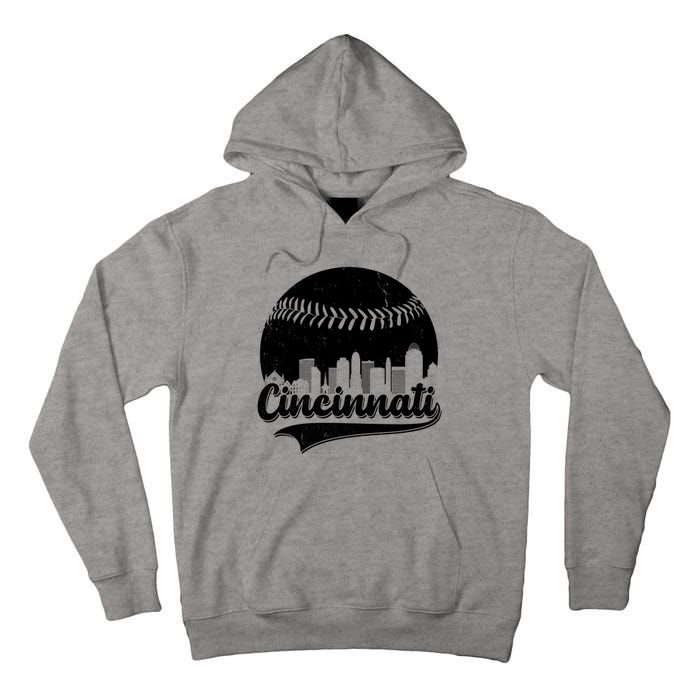 Cincinnati Baseball City Skyline Tall Hoodie