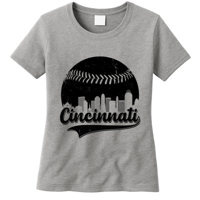 Cincinnati Baseball City Skyline Womens T-Shirt