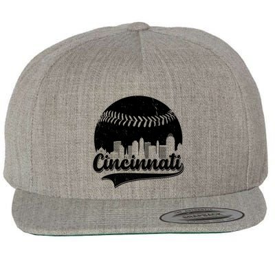 Cincinnati Baseball City Skyline Wool Snapback Cap