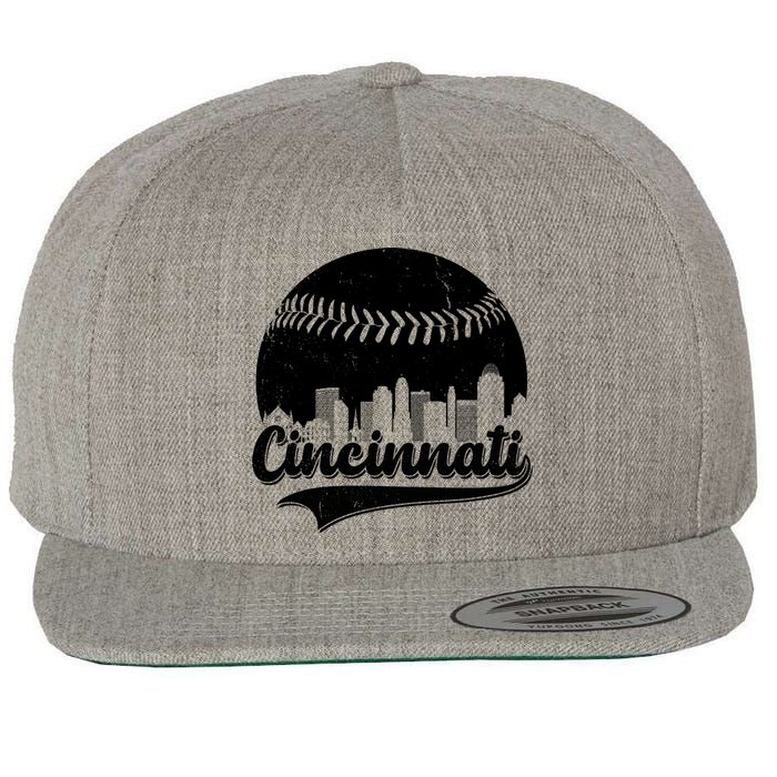 Cincinnati Baseball City Skyline Wool Snapback Cap