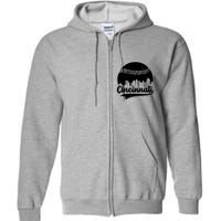 Cincinnati Baseball City Skyline Full Zip Hoodie