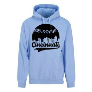 Cincinnati Baseball City Skyline Unisex Surf Hoodie