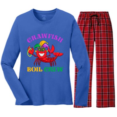 Crawfish Boil Crew Funny Mardi Gras Carnival New Orleans Cute Gift Women's Long Sleeve Flannel Pajama Set 