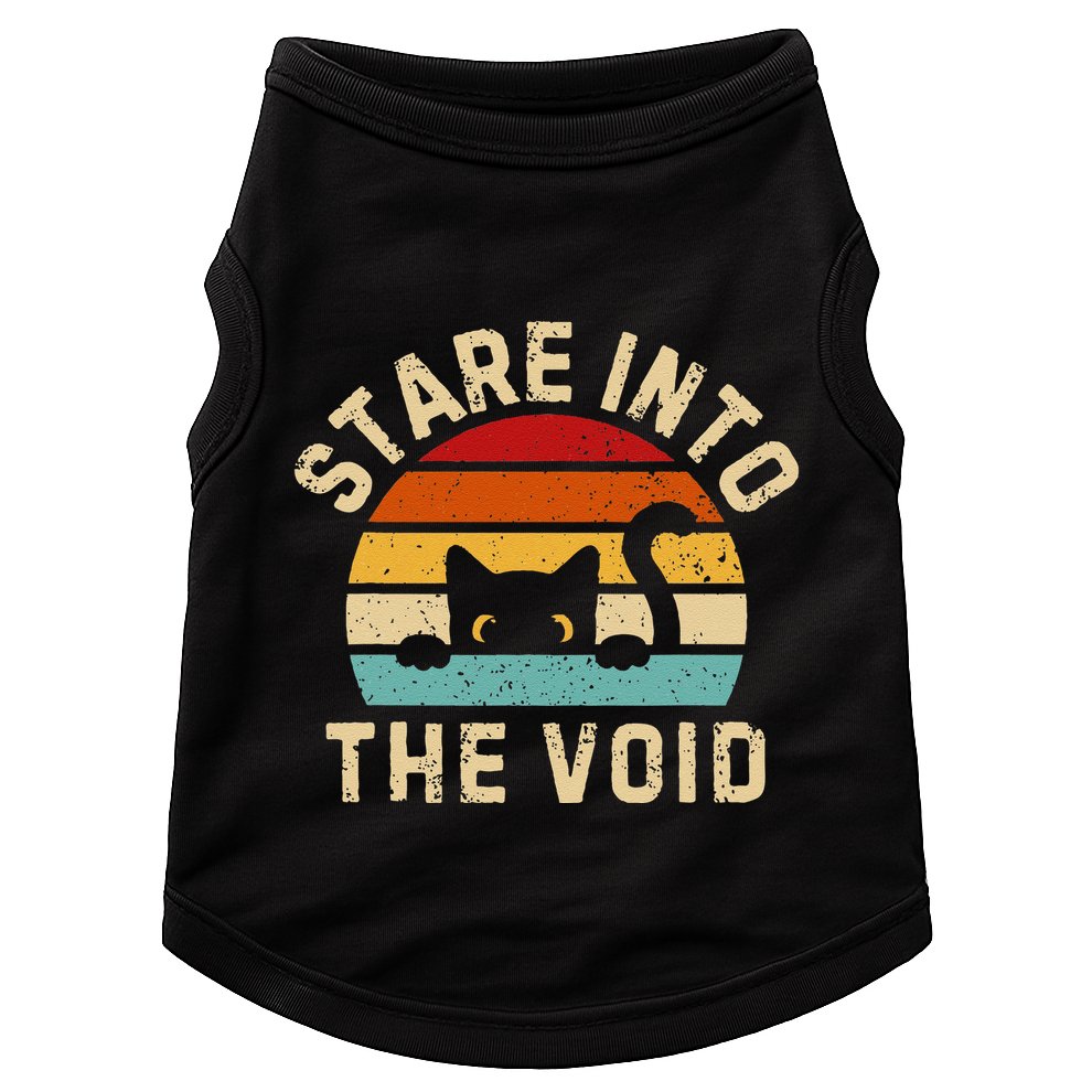 Cute Black Cat Stare Into The Void Doggie Tank