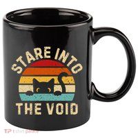 Cute Black Cat Stare Into The Void 11oz C Handle Ceramic Mug