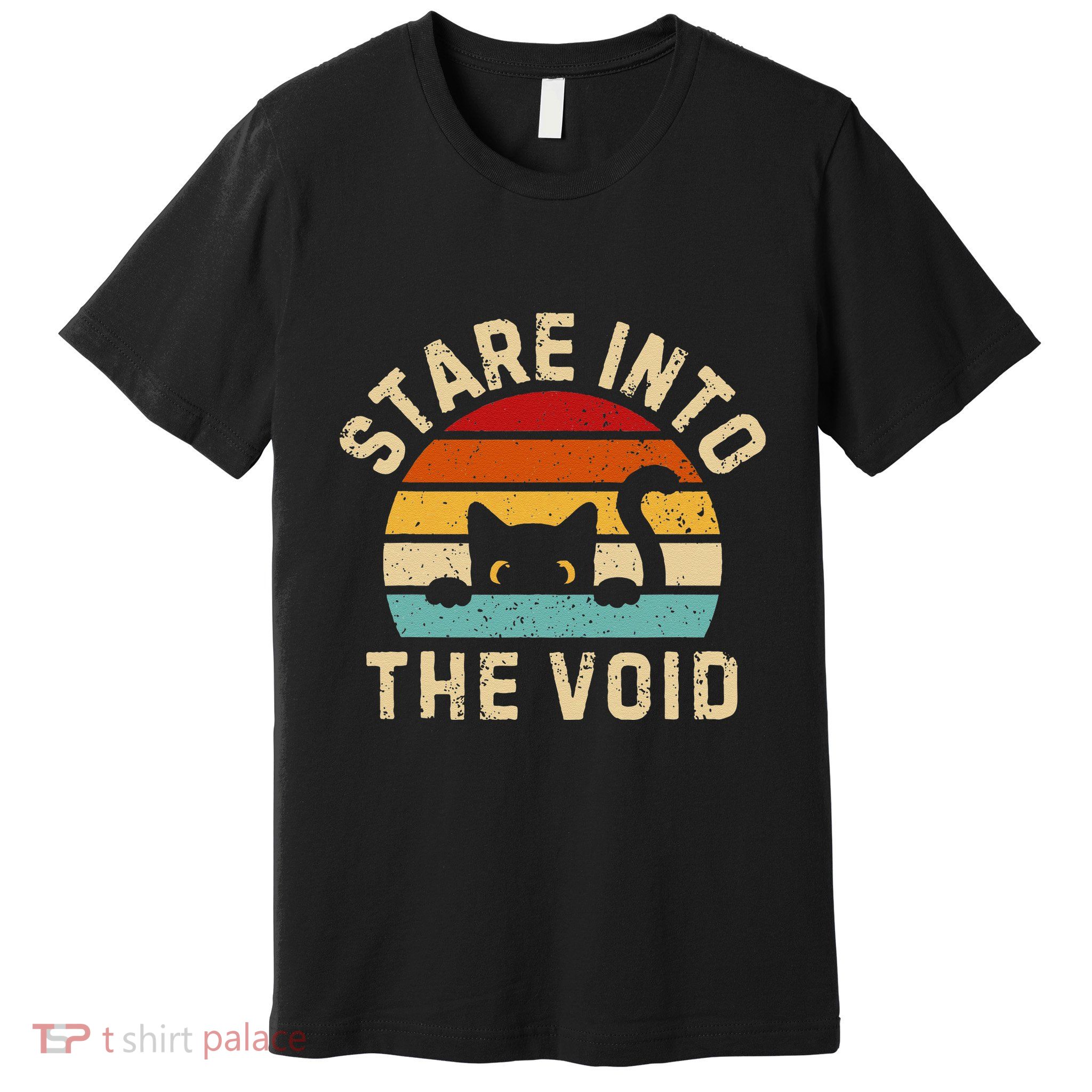 Cute Black Cat Stare Into The Void Premium T-Shirt