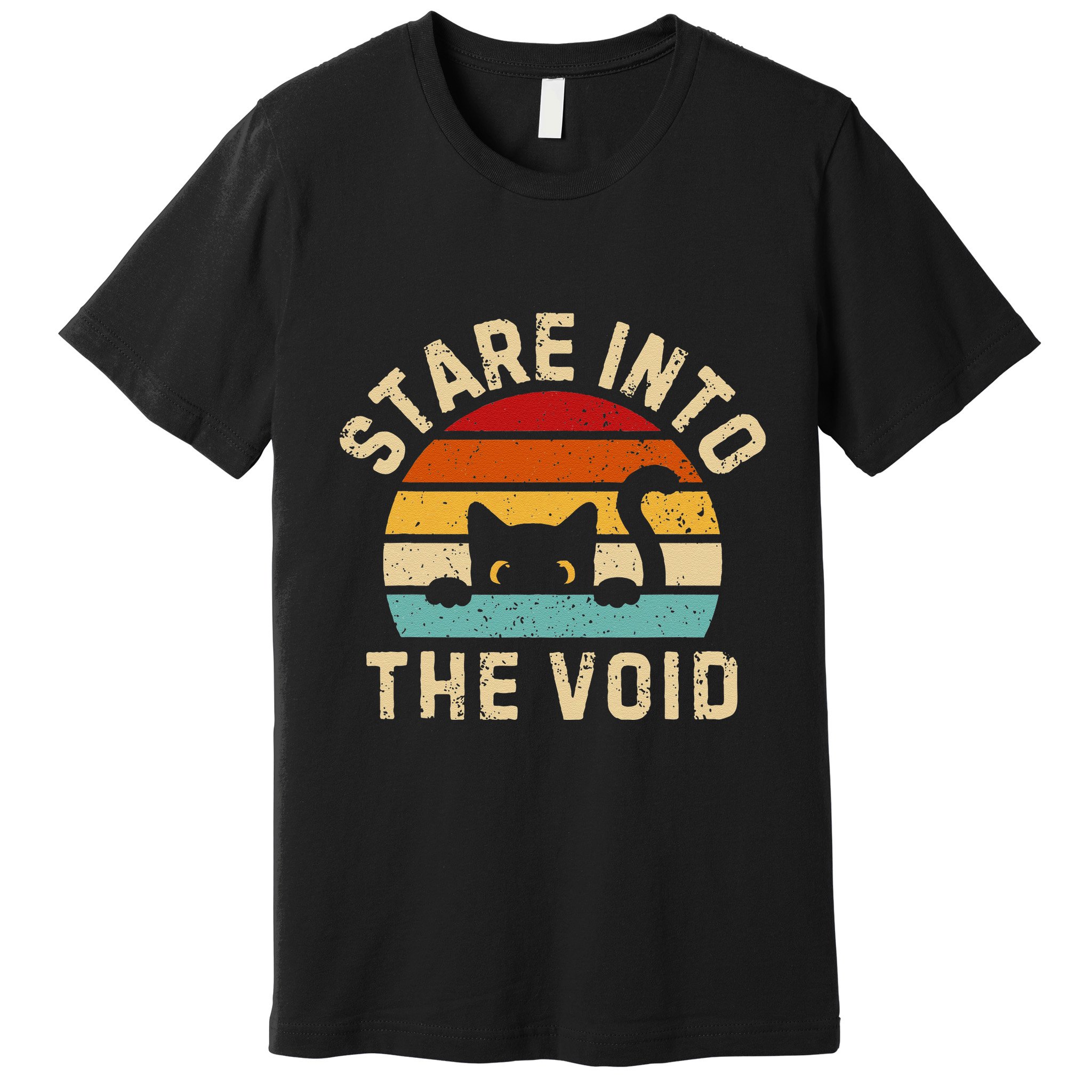 Cute Black Cat Stare Into The Void Premium T-Shirt