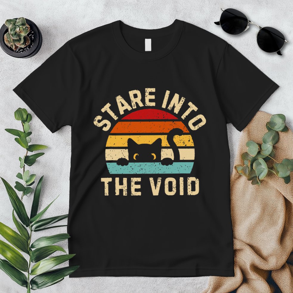 Cute Black Cat Stare Into The Void Premium T-Shirt
