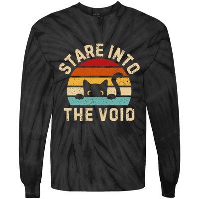 Cute Black Cat Stare Into The Void Tie-Dye Long Sleeve Shirt