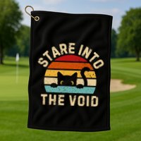 Cute Black Cat Stare Into The Void Golf Towel