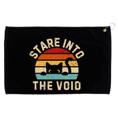 Cute Black Cat Stare Into The Void Grommeted Golf Towel