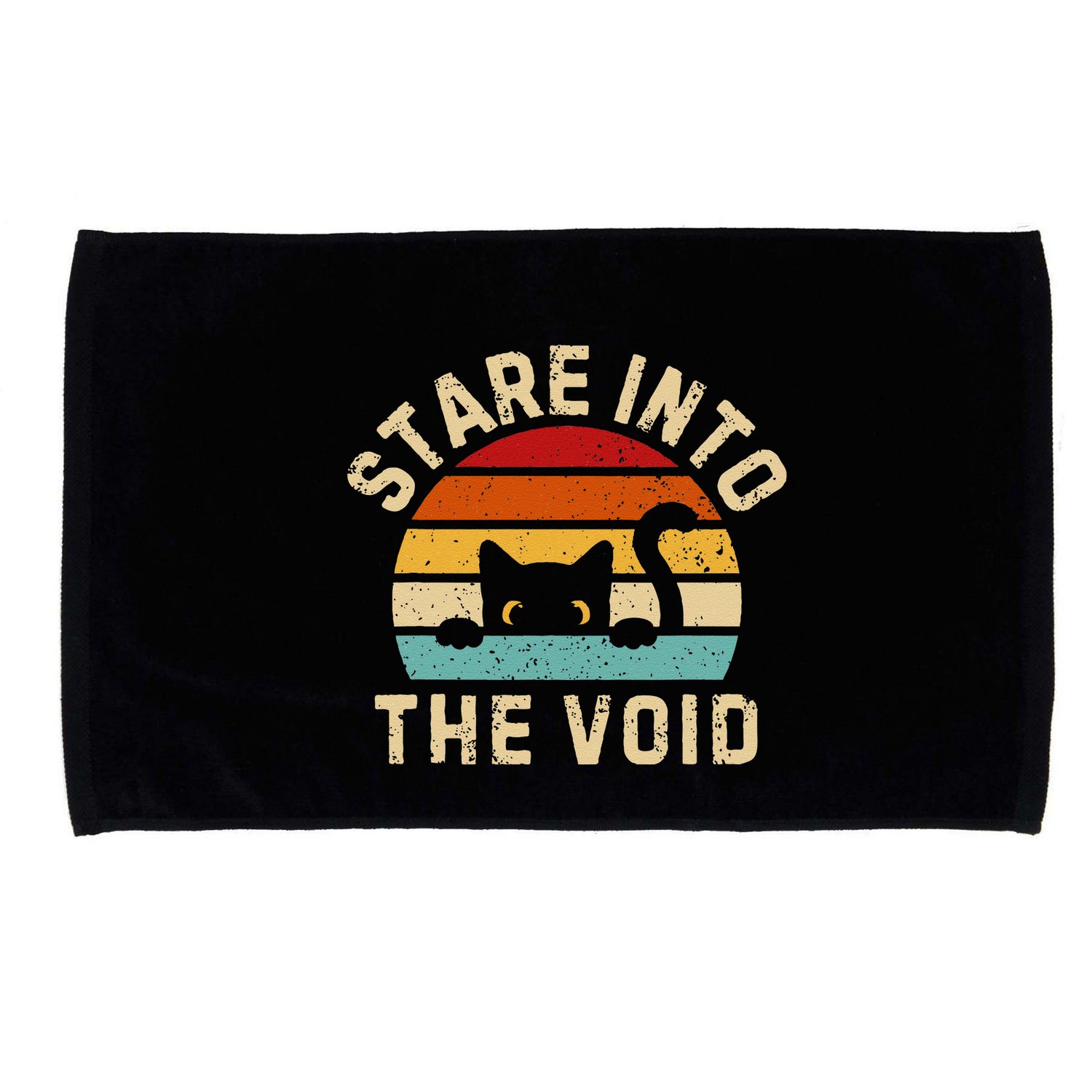 Cute Black Cat Stare Into The Void Microfiber Hand Towel