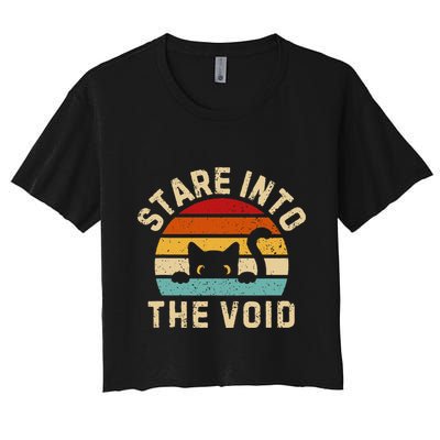 Cute Black Cat Stare Into The Void Crop Top