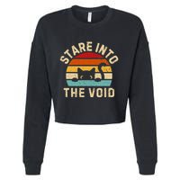 Cute Black Cat Stare Into The Void Cropped Pullover Crew