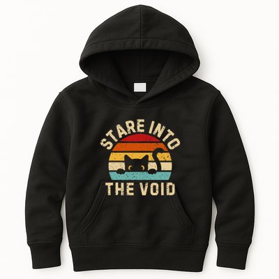 Cute Black Cat Stare Into The Void Kids Hoodie