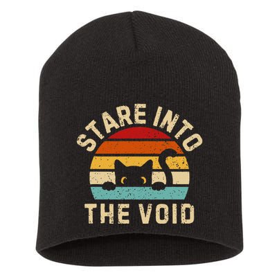 Cute Black Cat Stare Into The Void Short Acrylic Beanie