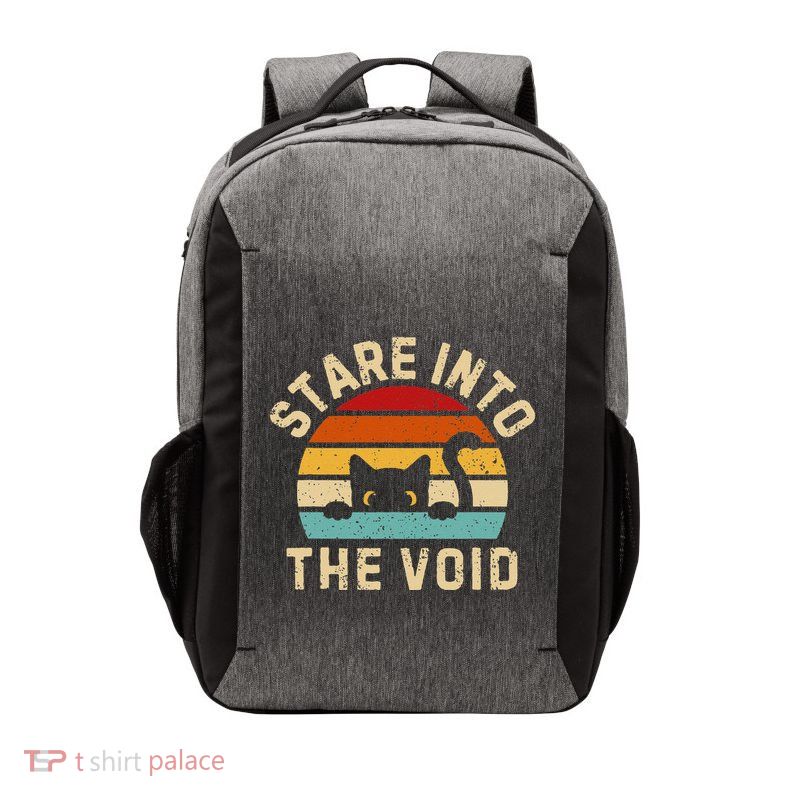 Cute Black Cat Stare Into The Void Vector Backpack