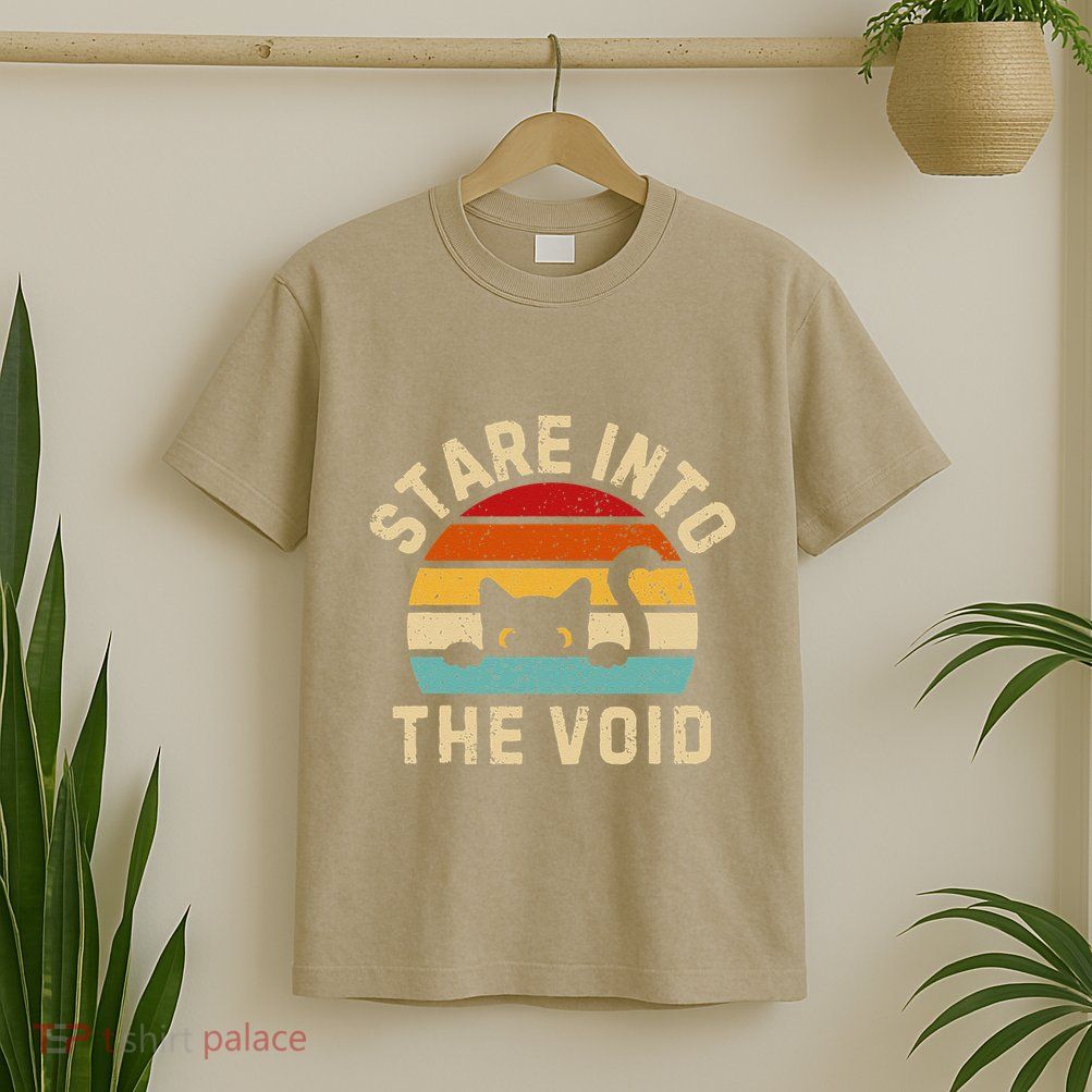 Cute Black Cat Stare Into The Void T-Shirt
