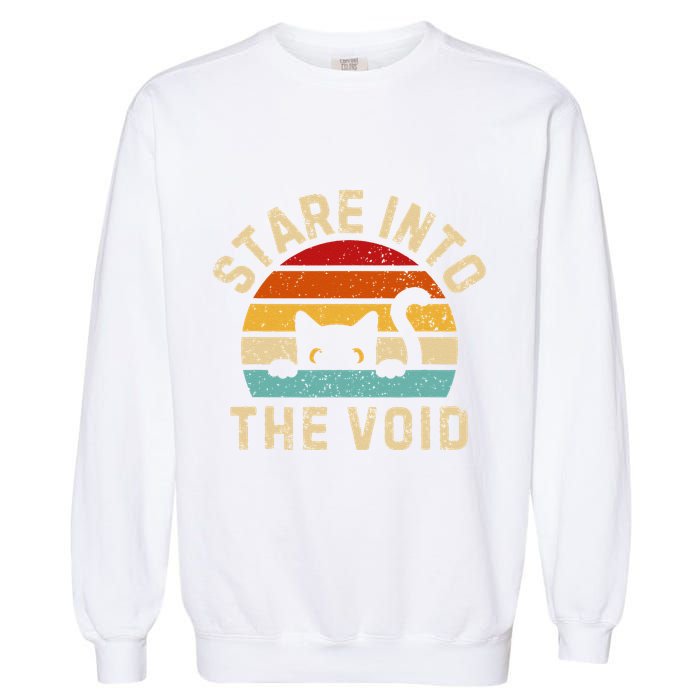 Cute Black Cat Stare Into The Void Garment-Dyed Sweatshirt
