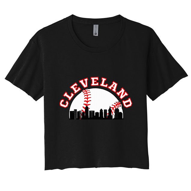 Cleveland Baseball Cleveland Oh Cityscape Cle Skyline Crop Top