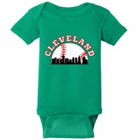 Cleveland Baseball Cleveland Oh Cityscape Cle Skyline Baby Bodysuit
