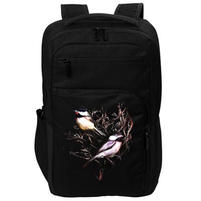 Cute Black Capped Chickadees In Branches Funny Gift Impact Tech Backpack