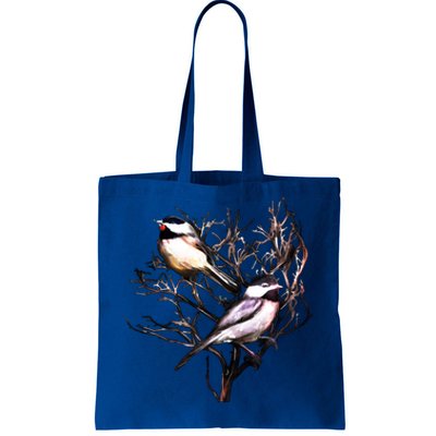 Cute Black Capped Chickadees In Branches Funny Gift Tote Bag