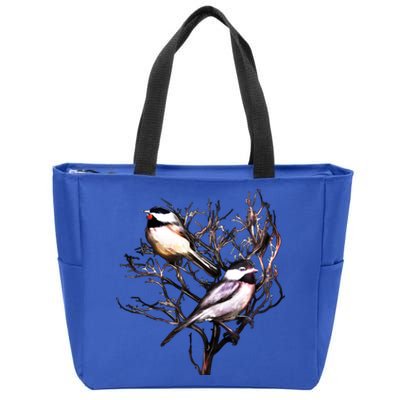 Cute Black Capped Chickadees In Branches Funny Gift Zip Tote Bag