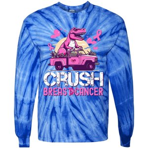 Crush Breast Cancer Awareness Monster Truck Tie-Dye Long Sleeve Shirt