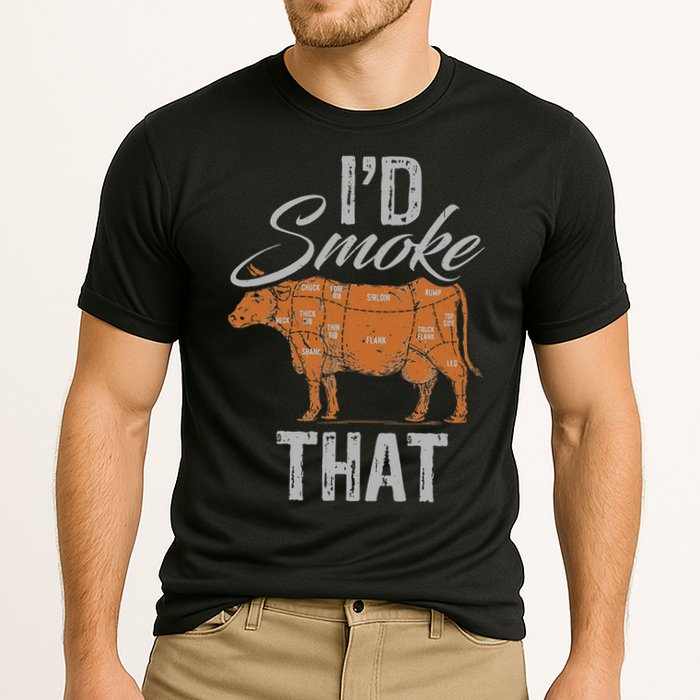 Chef Butcher Cook BBQ Cow Beef Funny Sayings Meat Lover Fan Cooling Performance Crew T-Shirt