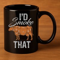 Chef Butcher Cook BBQ Cow Beef Funny Sayings Meat Lover Fan 11oz C Handle Ceramic Mug