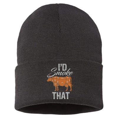 Chef Butcher Cook BBQ Cow Beef Funny Sayings Meat Lover Fan Sustainable Knit Beanie
