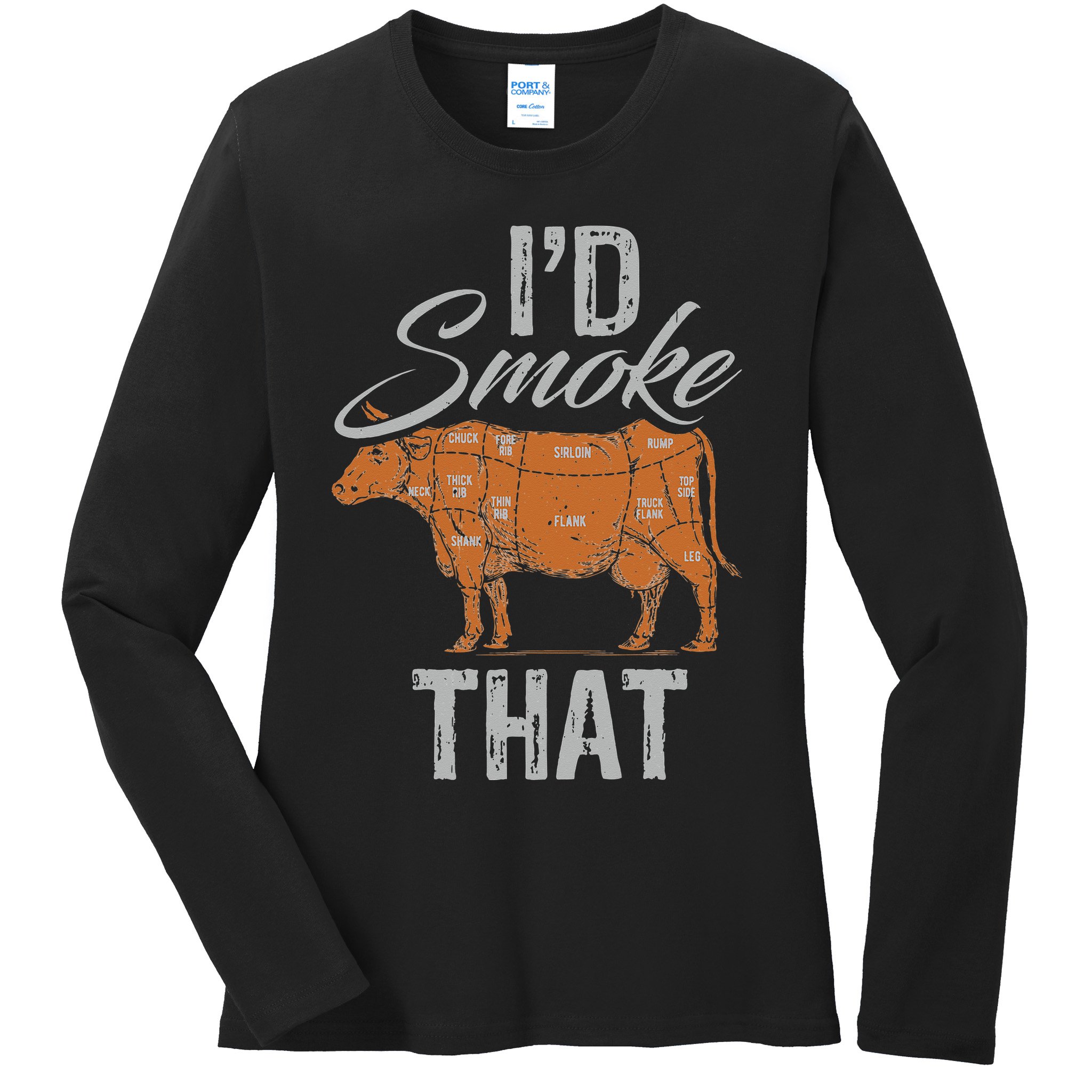 Chef Butcher Cook BBQ Cow Beef Funny Sayings Meat Lover Fan Ladies Long Sleeve Shirt