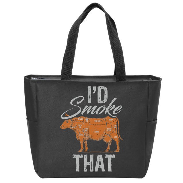 Chef Butcher Cook BBQ Cow Beef Funny Sayings Meat Lover Fan Zip Tote Bag