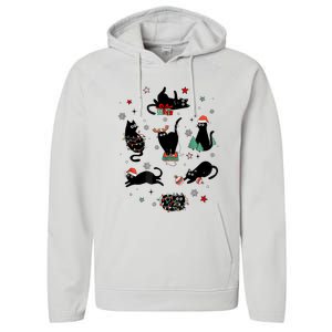 Christmas Black Cats Performance Fleece Hoodie