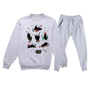 Christmas Black Cats Premium Crewneck Sweatsuit Set