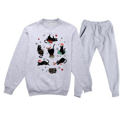 Christmas Black Cats Premium Crewneck Sweatsuit Set