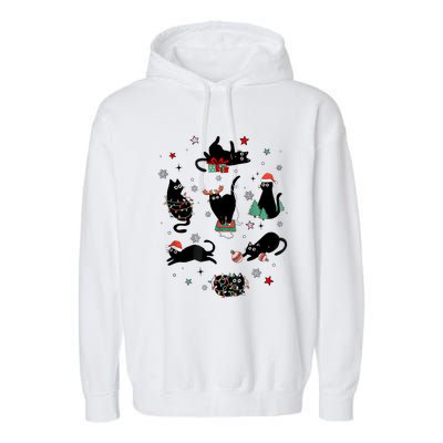 Christmas Black Cats Garment-Dyed Fleece Hoodie