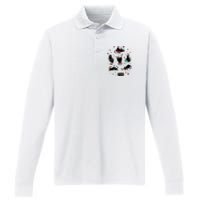 Christmas Black Cats Performance Long Sleeve Polo