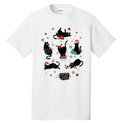 Christmas Black Cats Tall T-Shirt