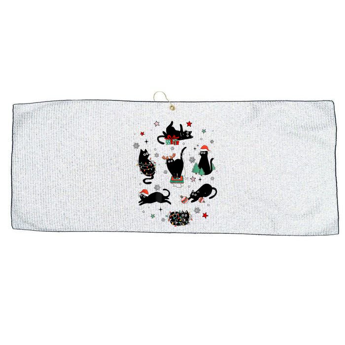 Christmas Black Cats Large Microfiber Waffle Golf Towel