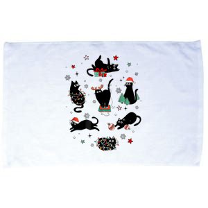 Christmas Black Cats Microfiber Hand Towel