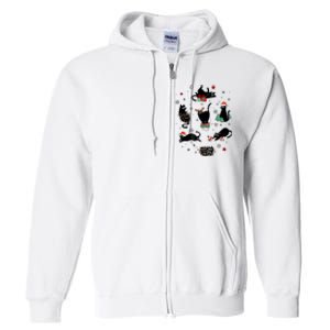 Christmas Black Cats Full Zip Hoodie