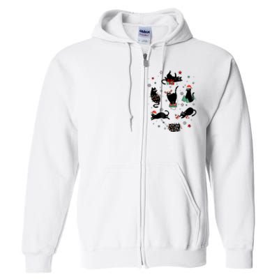 Christmas Black Cats Full Zip Hoodie