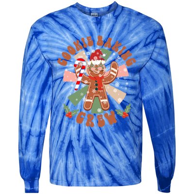 Cookie Baking Crew Groovy Retro Christmas Matching Family Gift Tie-Dye Long Sleeve Shirt