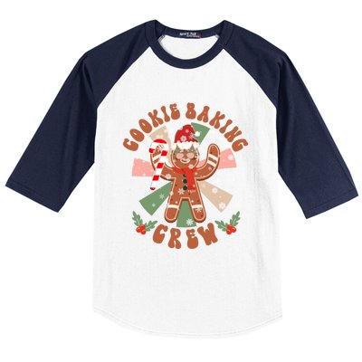 Cookie Baking Crew Groovy Retro Christmas Matching Family Gift Baseball Sleeve Shirt