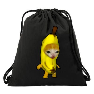 Cute Banana Cat Happy Bananacat Meme Kitty Cat Lovers Meme Drawstring Bag
